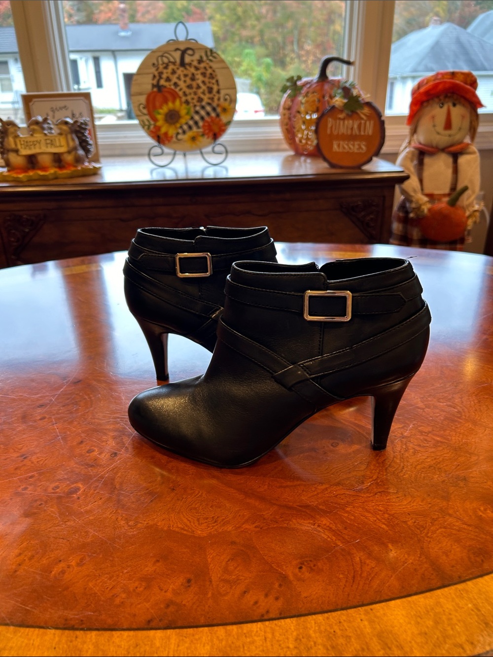 Vince Camuto Black Leather Ankle Booties with Buckle